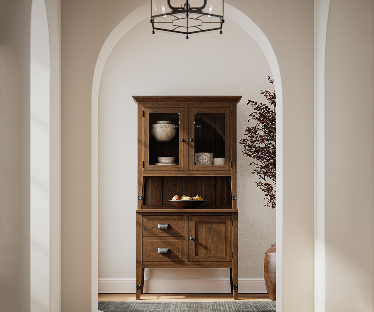 American-made solid wood hutch cabinet