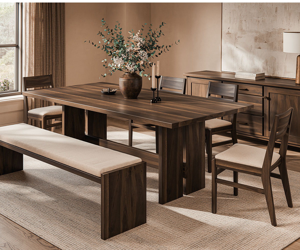 Eden Dining Collection in rustic walnut