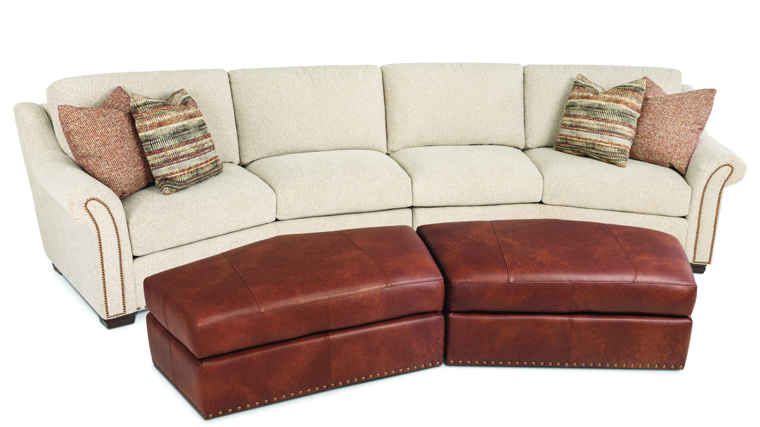 Smith Brothers 9221-A fabric conversation sectional with ottomans